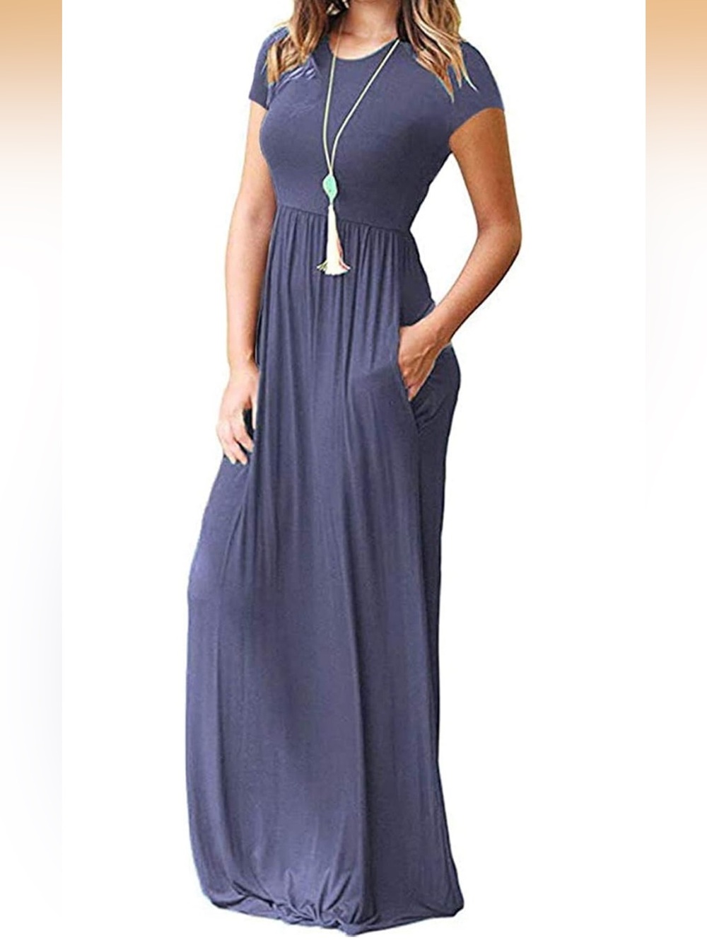 Lavender Maxi Dress with Short Sleeves